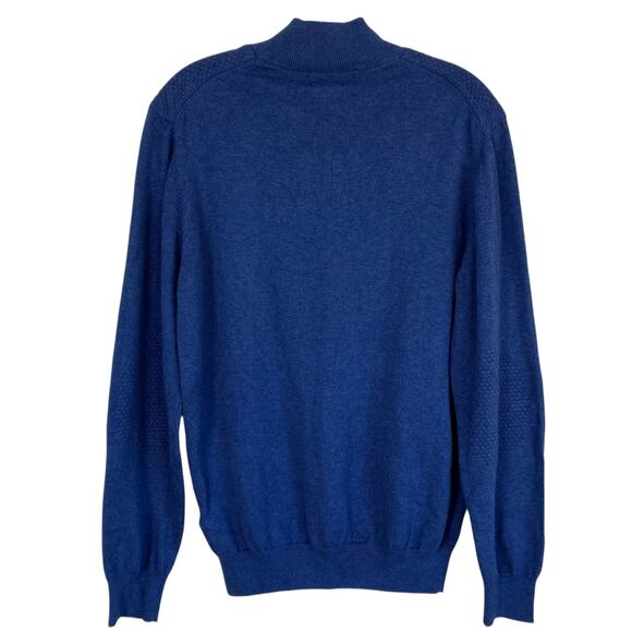 Massimo Dutti Mens Sz M Blue Cotton Cashmere Blend Fine-knit Henley Sweater - Picture 3 of 16
